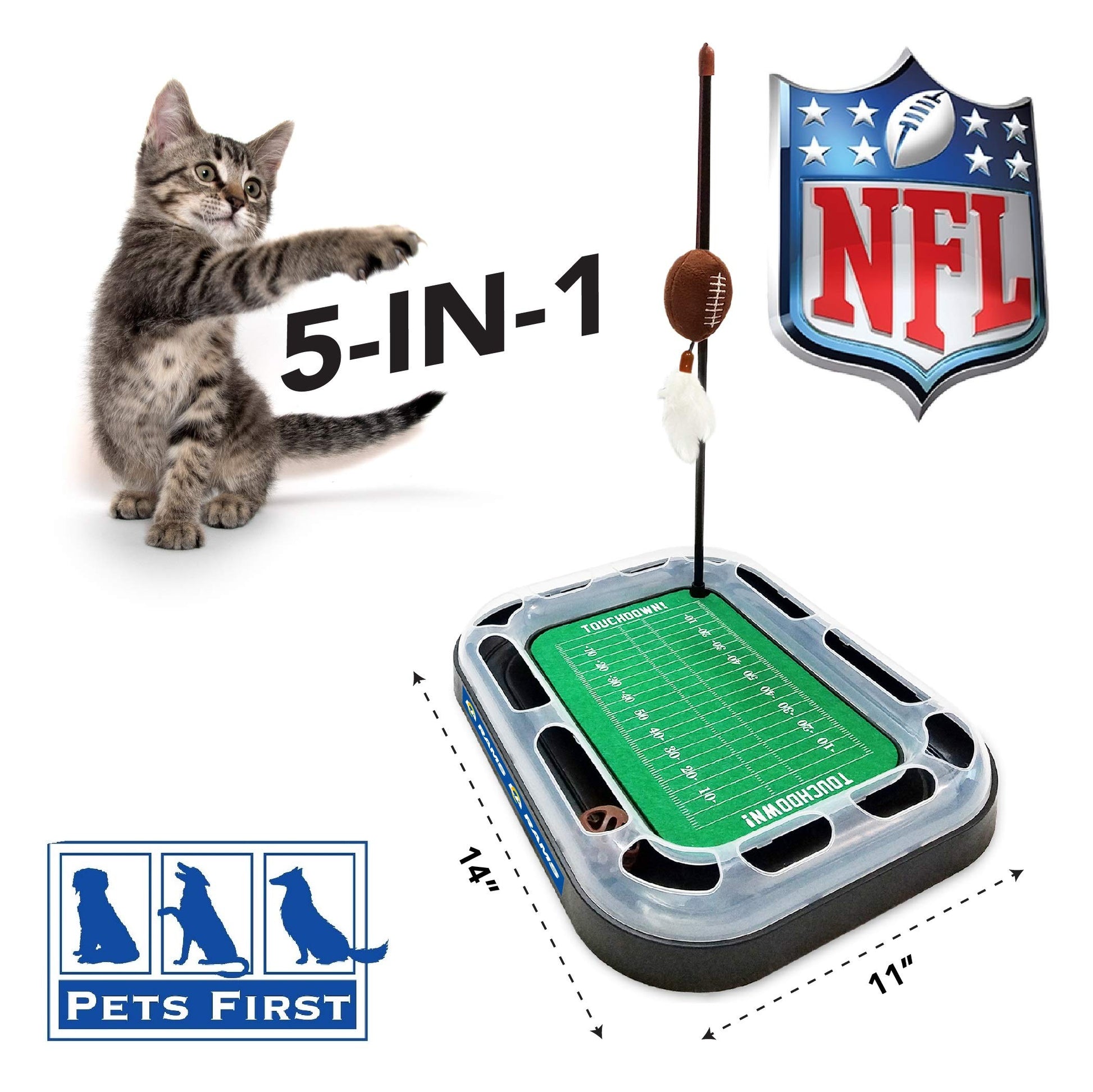 Pets First Cat Ball Track Toy Los Angeles RAMS Football Field Catnip