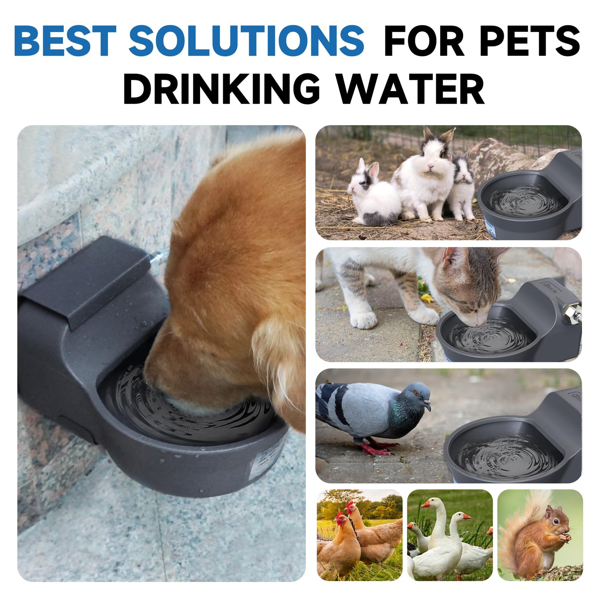 Automatic Dog Water Dispenser with Anti-tip Bracket, Outdoor Dog Bowl