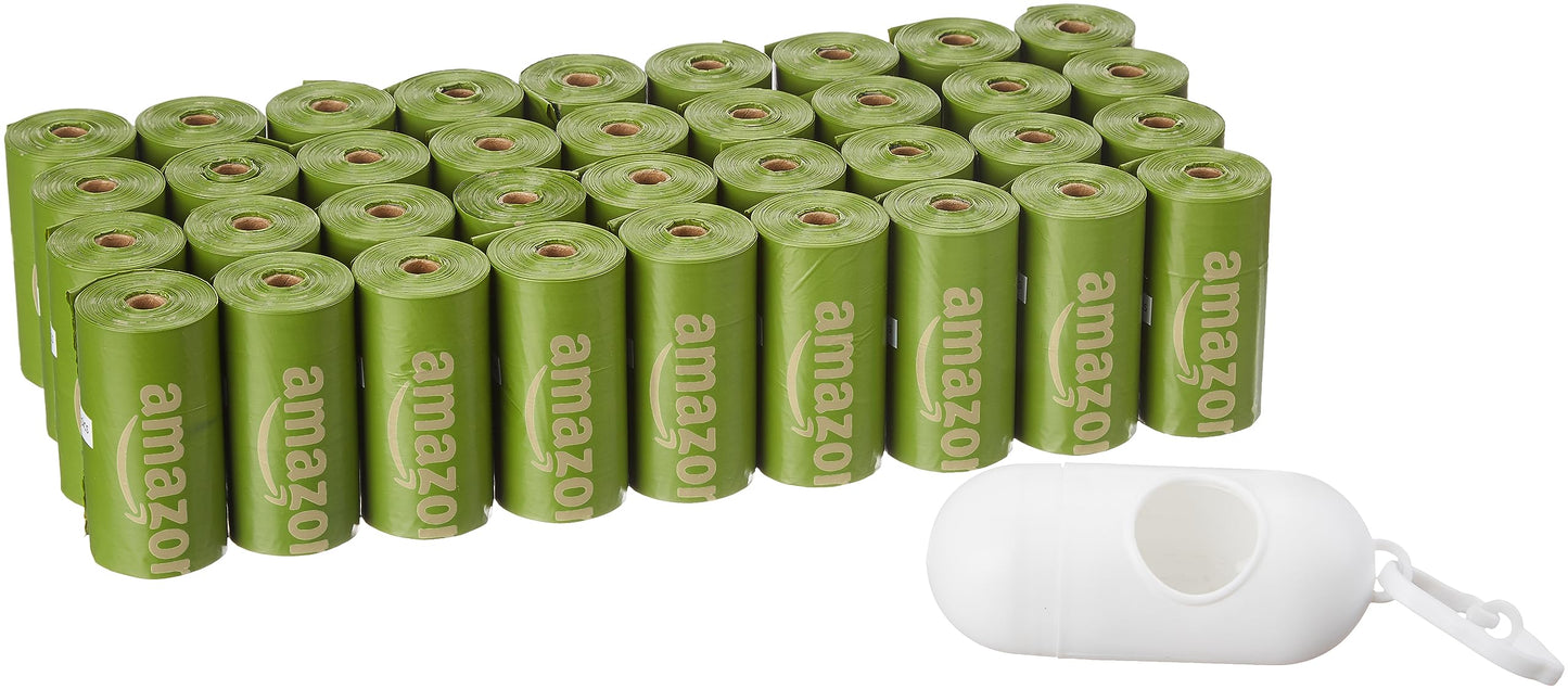 Amazon Basics Leak Proof Dog Poop Bags with Dispenser and Leash Clip