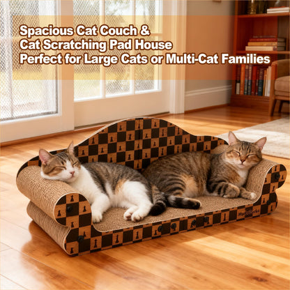 Markarbarka Cat Couch Scratcher, Large Cardboard Box with Couch