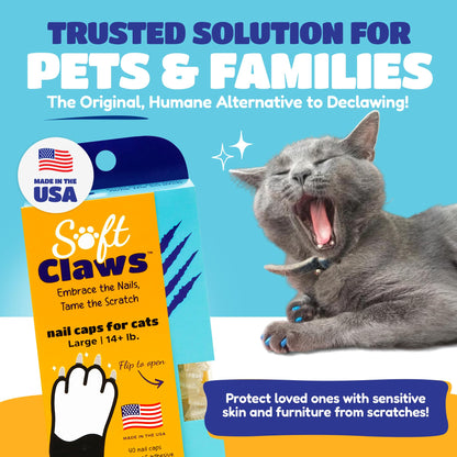 Soft Claws Nail Caps for Large Cats (40 Caps, Veterinarian-Developed