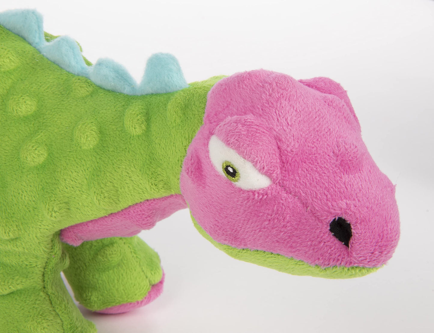 goDog Dinos Spike Squeaky Plush Dog Toy, Chew Guard Technology Plush