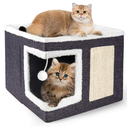 Loyareal Cat Houses for Indoor Cats Large Cat Bed Cave with Bed