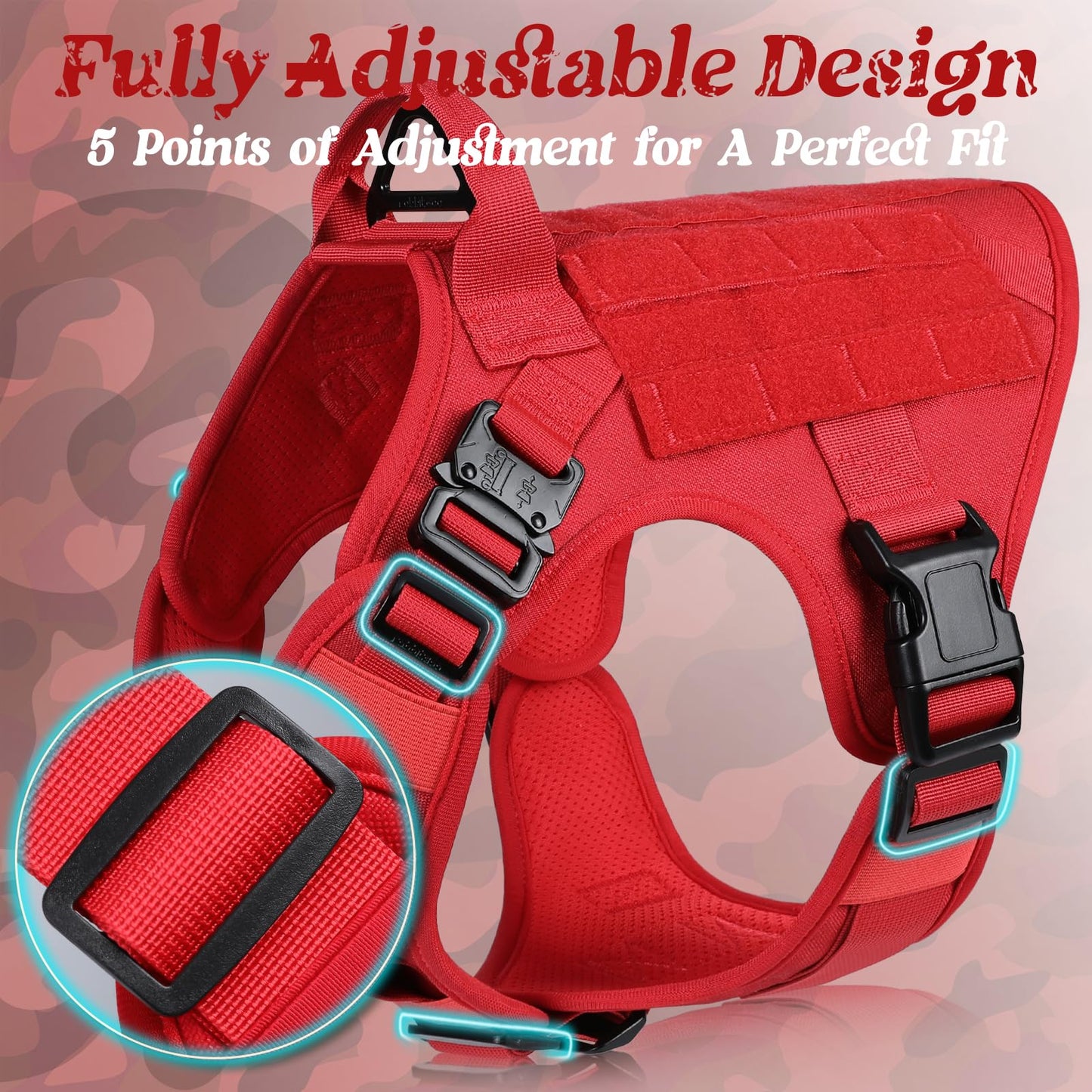 rabbitgoo Tactical Dog Harness for Large Dogs, Heavy Duty Dog Harness