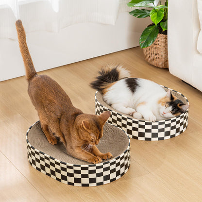 Conlun 2 Pack Oval Cat Scratcher Bowl, Curved Cardboard Scratching Pad
