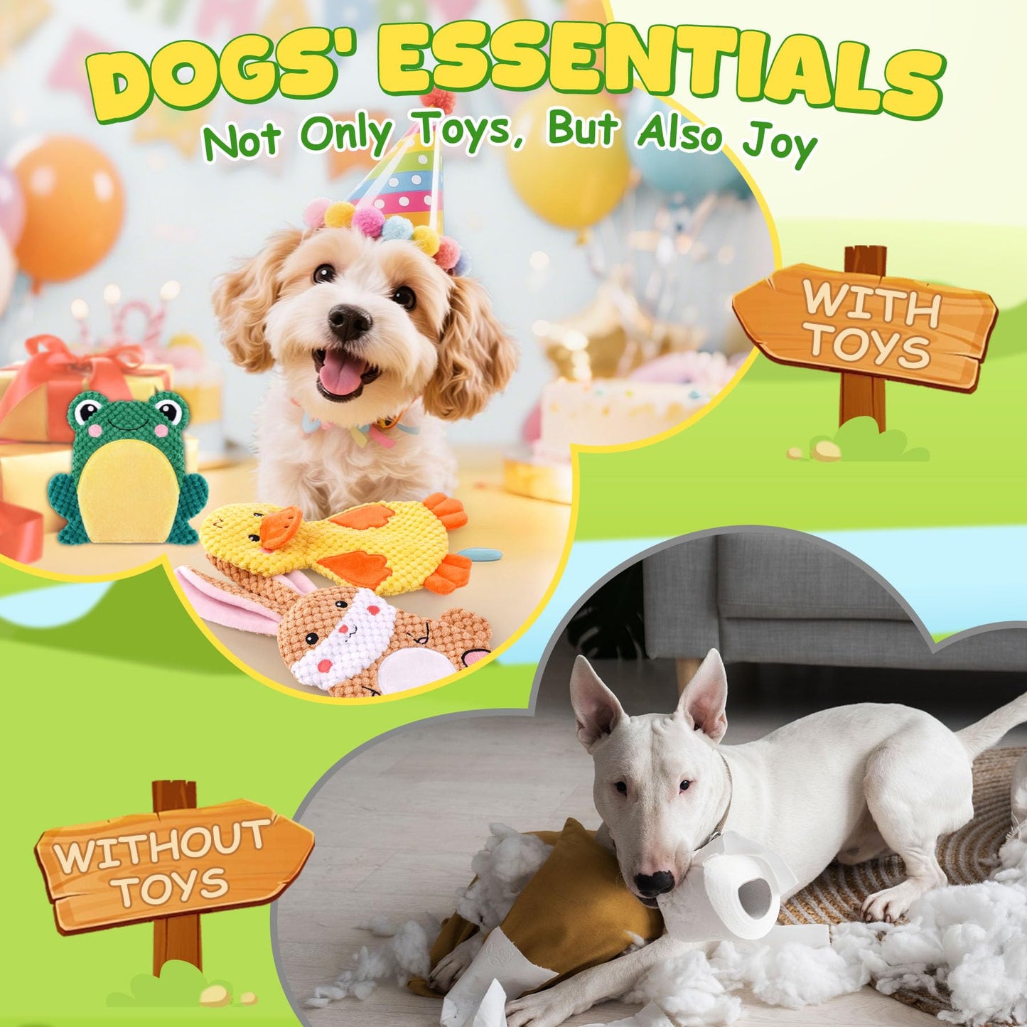 XIUGOAL Dog Toys to Keep Them Busy, 3 Pack No Stuffing Chew