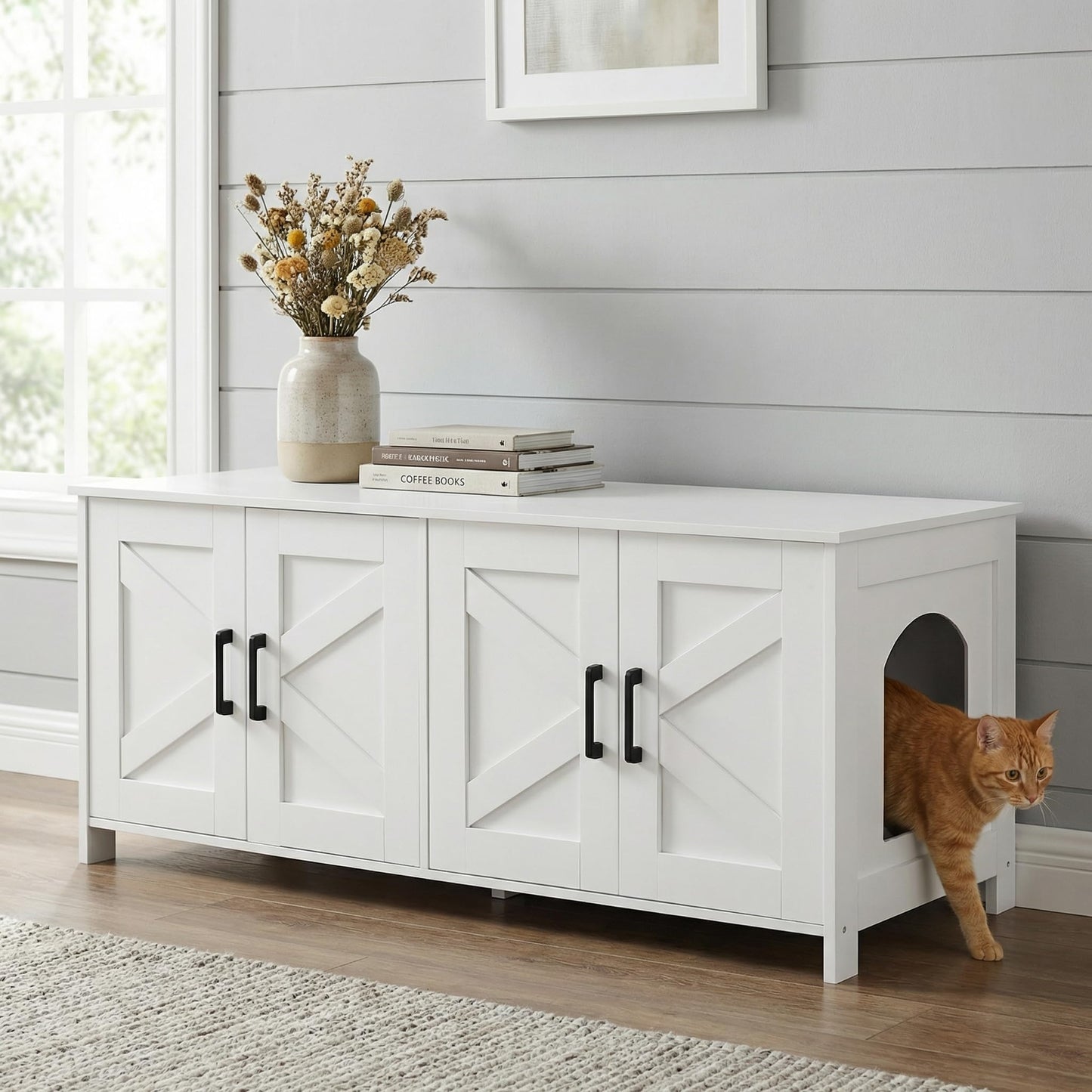 Homhedy Cat Litter Box Enclosure For 2 cats, Litter Box Furniture Box