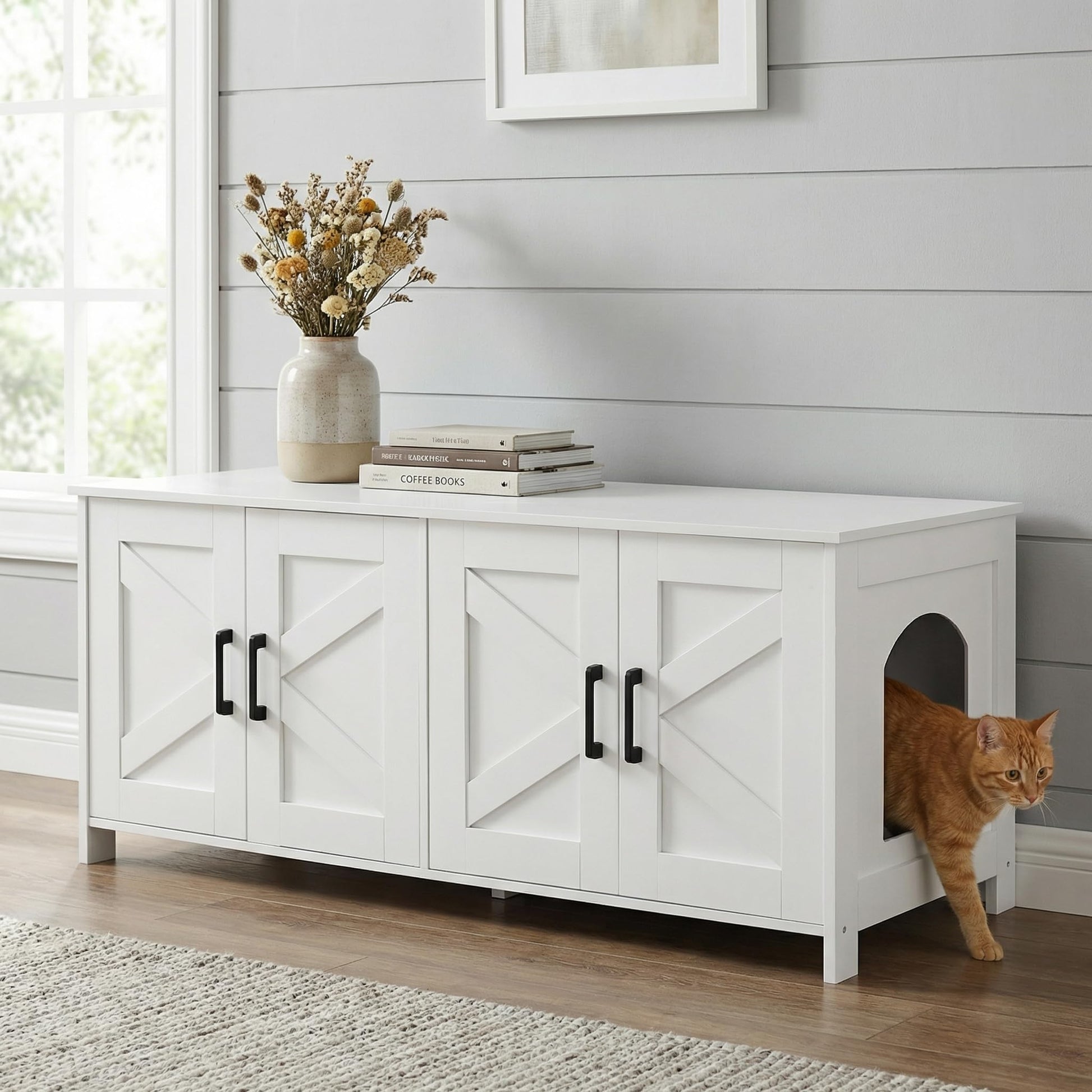 Homhedy Cat Litter Box Enclosure For 2 cats, Litter Box Furniture Box