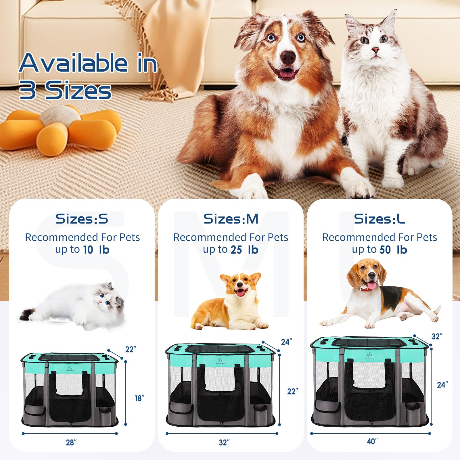 Dog Playpen,Pet Playpen,Foldable Puppy Cat Playpen,Portable Exercise