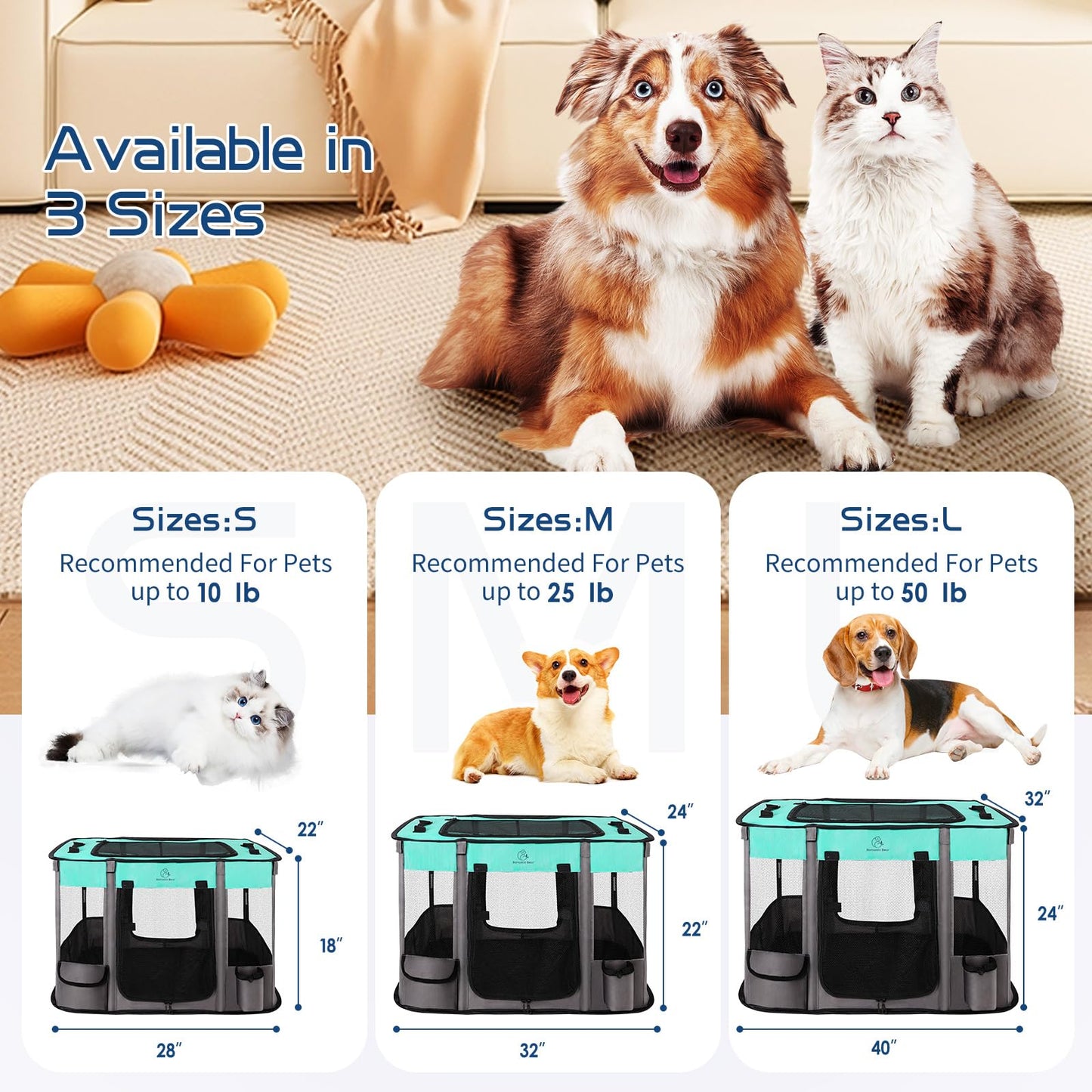 Dog Playpen,Pet Playpen,Foldable Dog Cat Playpens,Portable Exercise