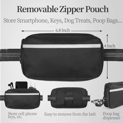 iYoShop Hands Free Dog Leash with Zipper Pouch, Dual Padded Leash