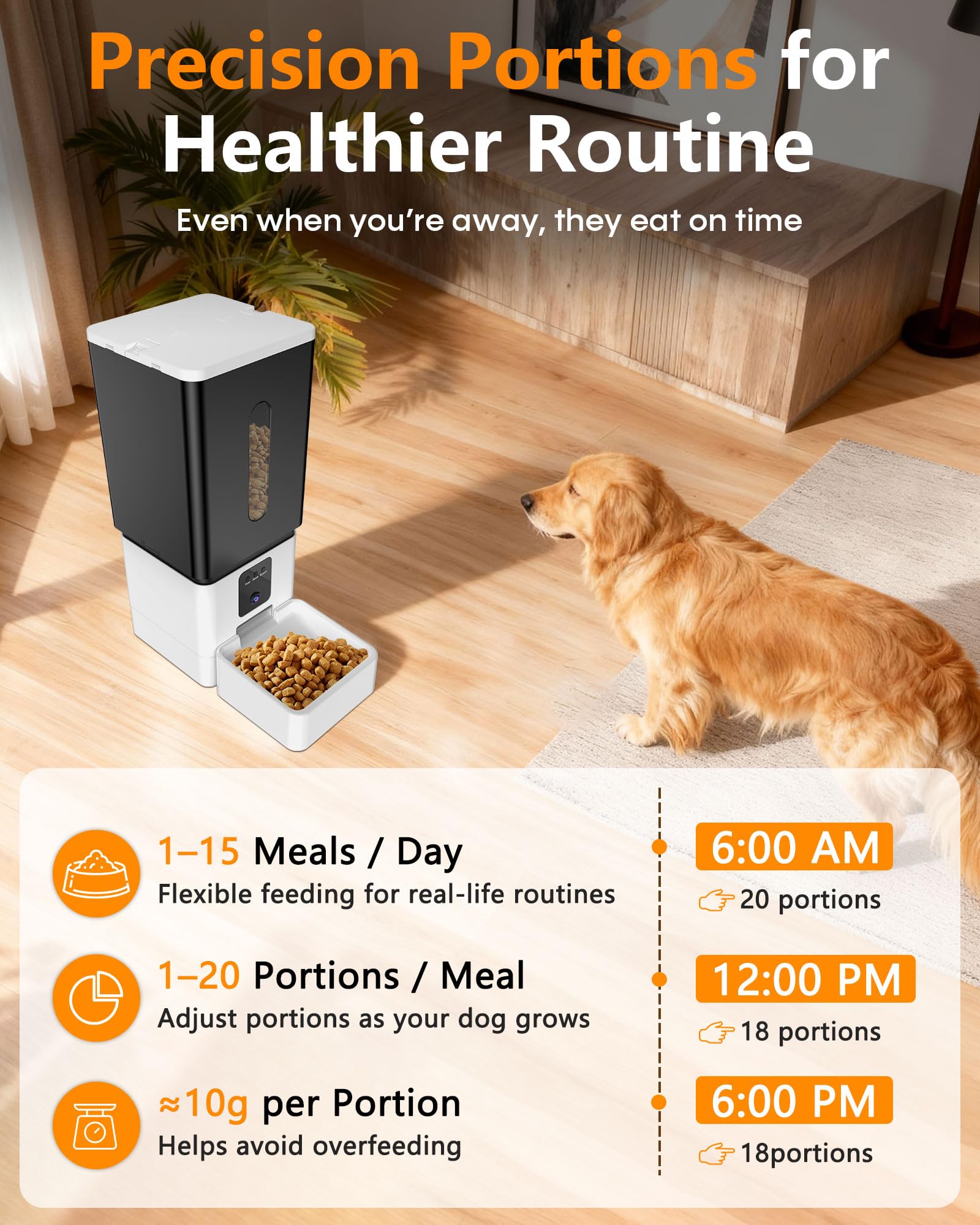Large Breed Automatic Dog Feeder: /50 Cups with HD 1080P Camera Feeder
