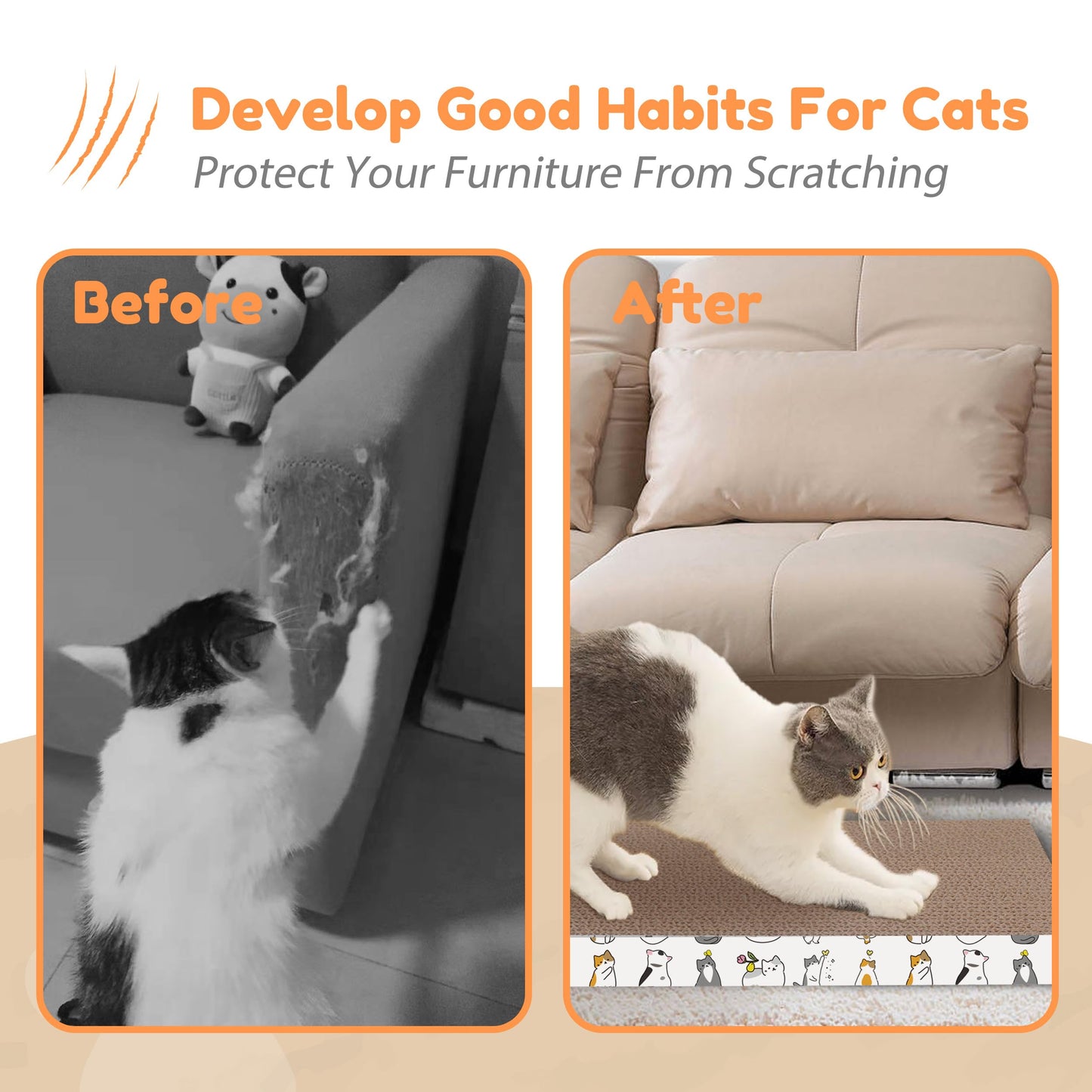 PatiencET Cat Scratch Pad with Box, 4 Pack Cardboard Cat Scratcher