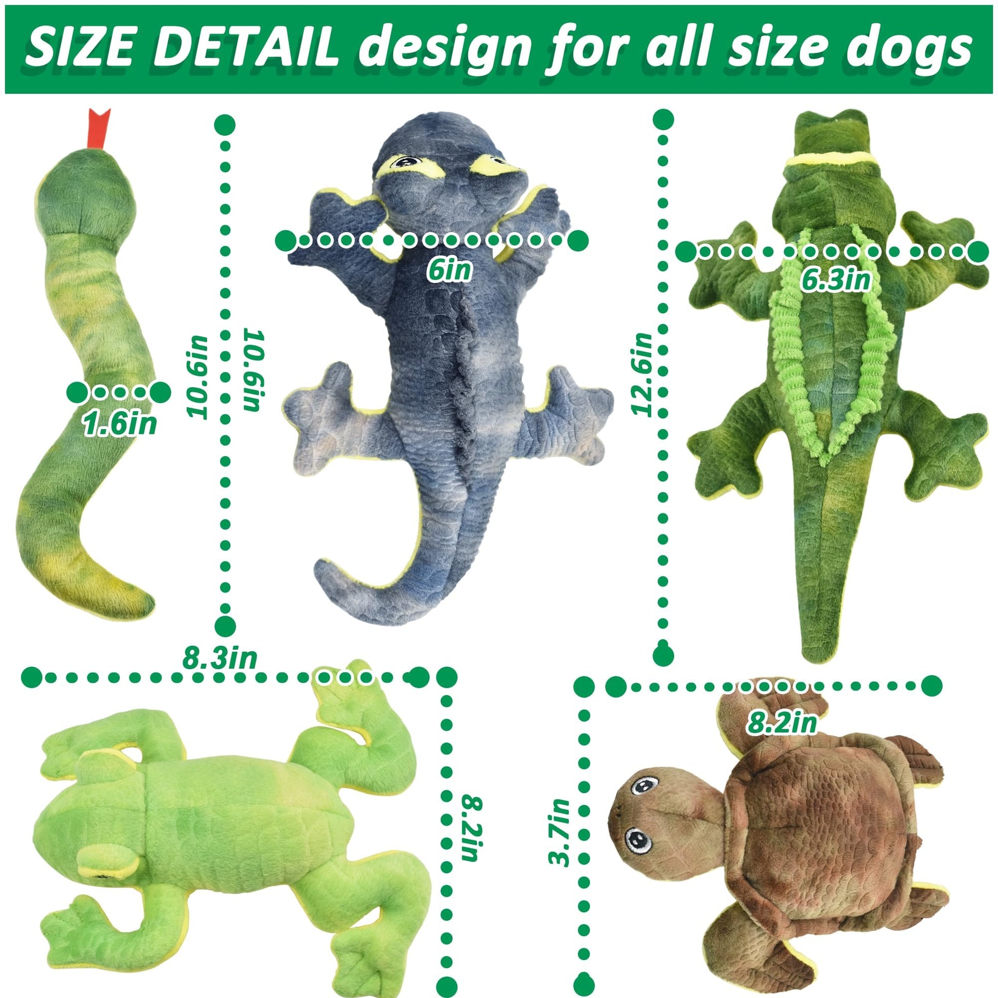 LECHONG Stuffed Animal Dog Toys, 5 Pack Tough Squeaky Dog Toys, Plush