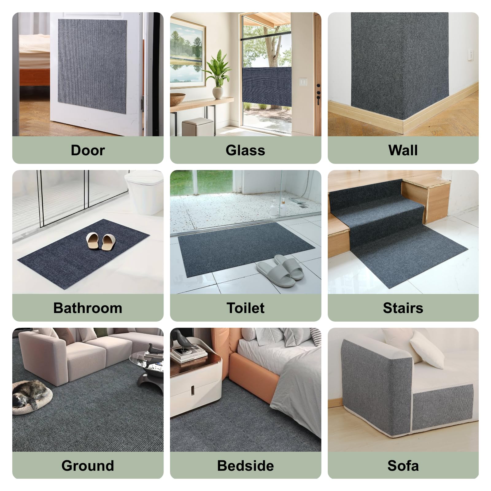 Cat Scratching Carpet Mat, Self-Adhesive Trimmable Cat Climbing Post