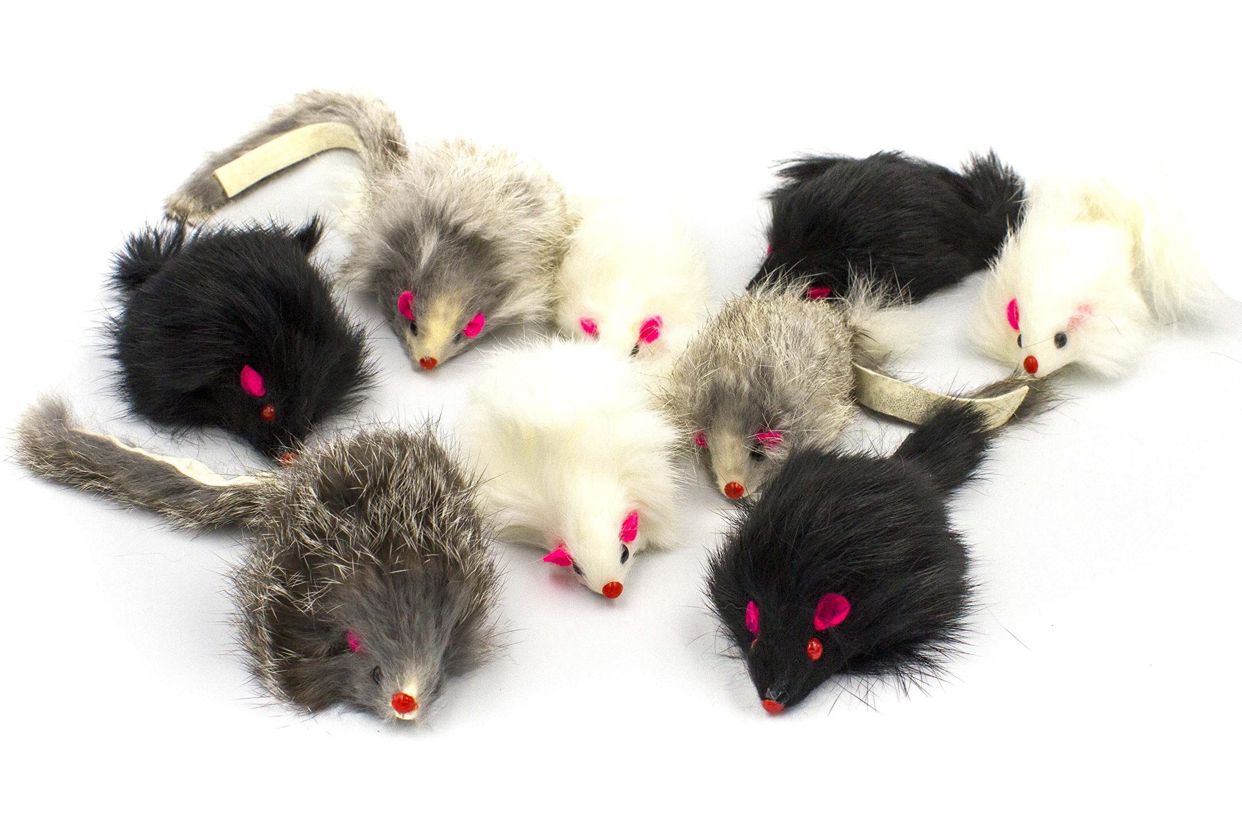 AXEL PETS 10 Giant Furry Mice with Catnip and Rattle Sound Made Catnip