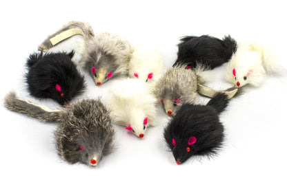 AXEL PETS 10 Giant Furry Mice with Catnip and Rattle Sound Made Catnip