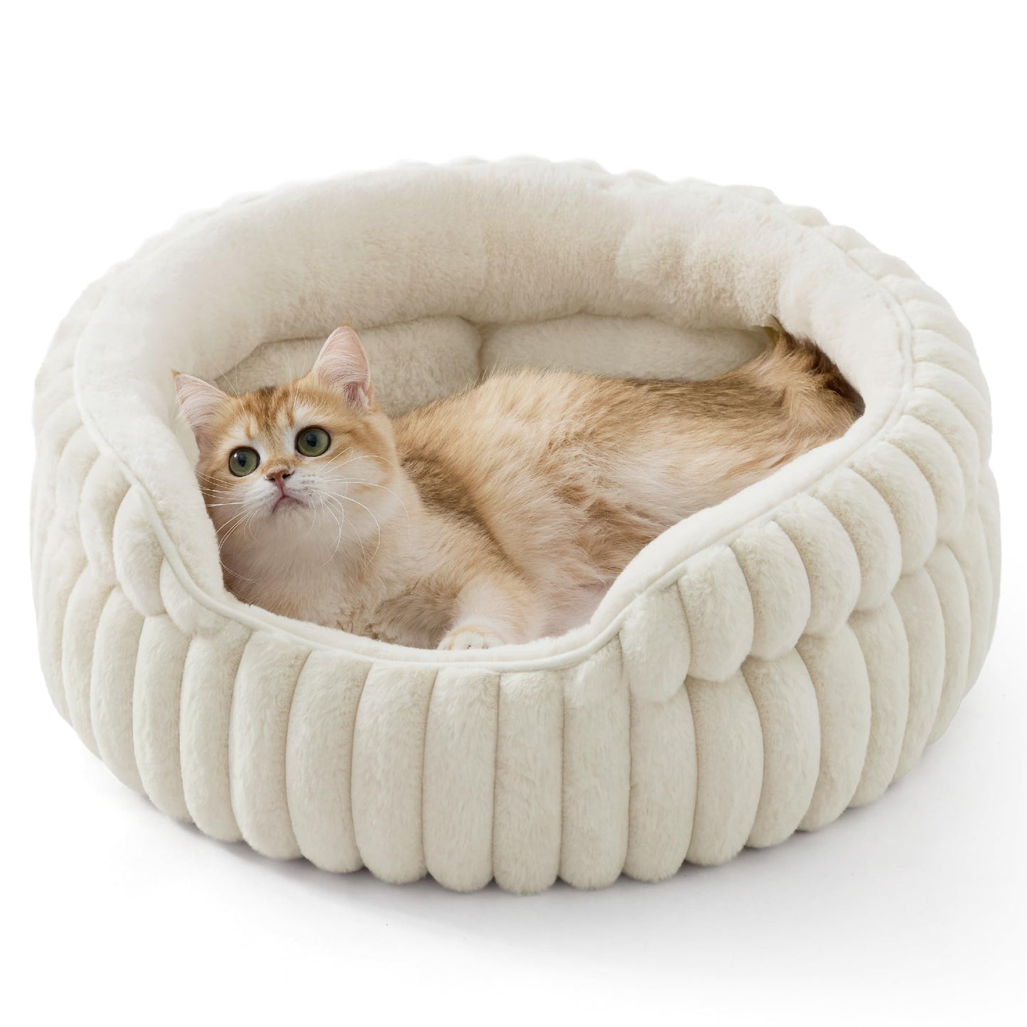 Bedsure ComfyFleece™ Cat Bed, Washable Round Cute Pet Beds for Bed