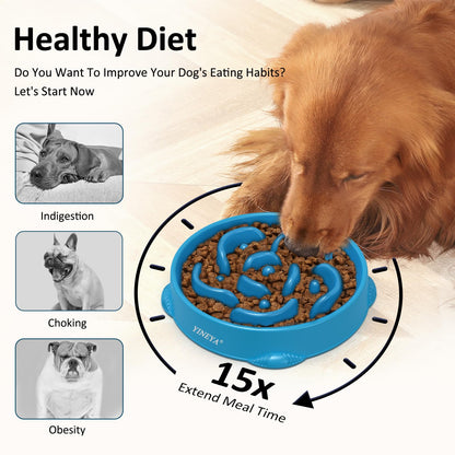 YINEYA 4 Cups Slow Feeder Dog Bowls Large Breed, Anti-Choking Puzzle