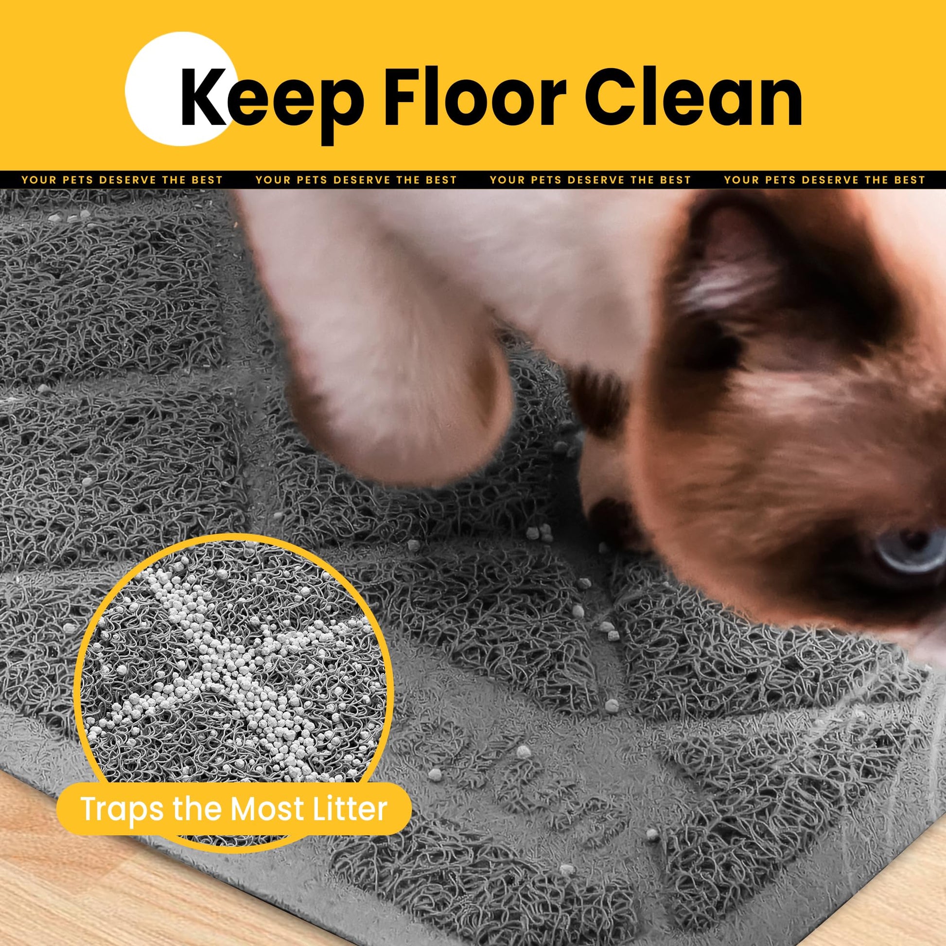 Conlun Cat Litter Mat Litter Trapping Mat, 40" x 28" Durable PVC Mat