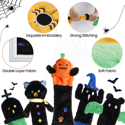 Nocciola 5 PCS Halloween Dog Squeaky Toys, No Stuffing Plush Dog Toys