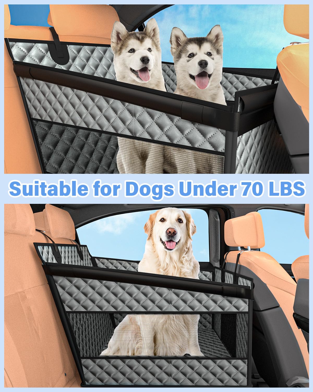 Instraella Dog Car Seat for Large Dogs, Back Seat Extender Seat