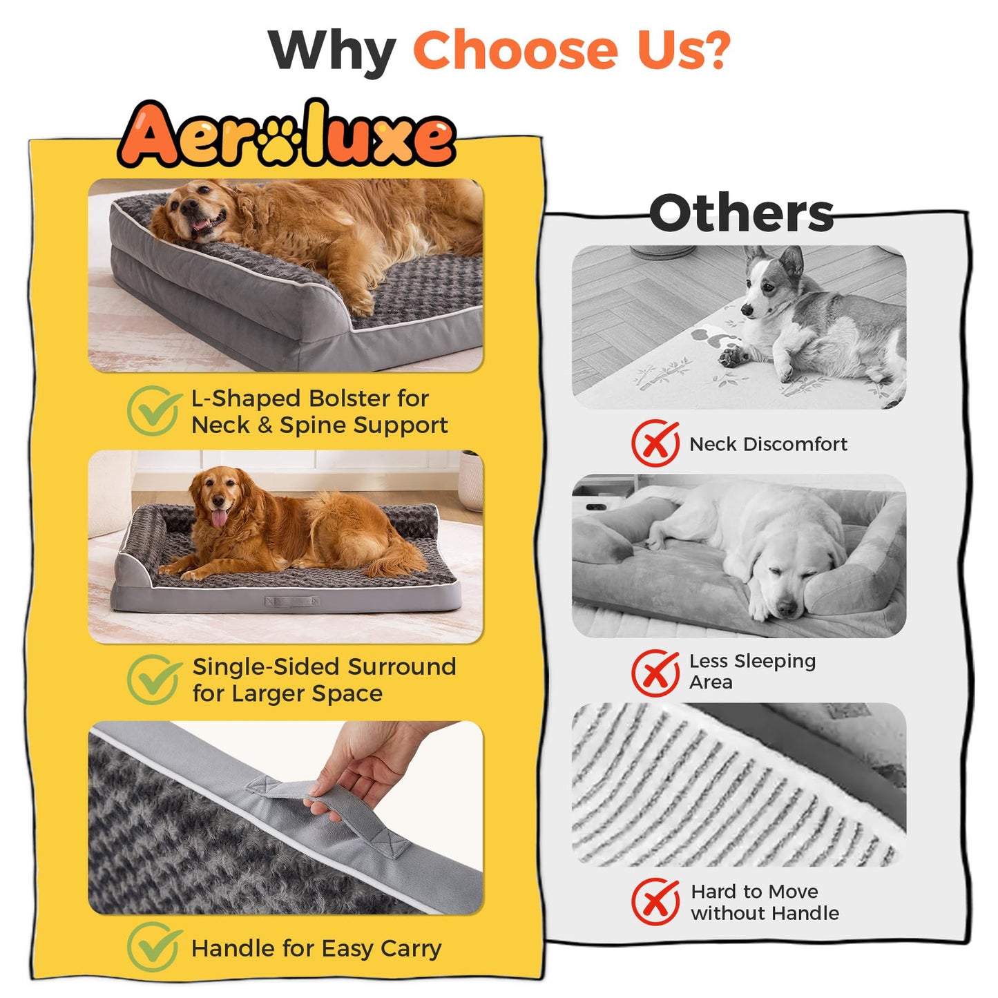 Aeroluxe Dog Beds Large Sized Dogs, XL Orthopedic Dog Beds