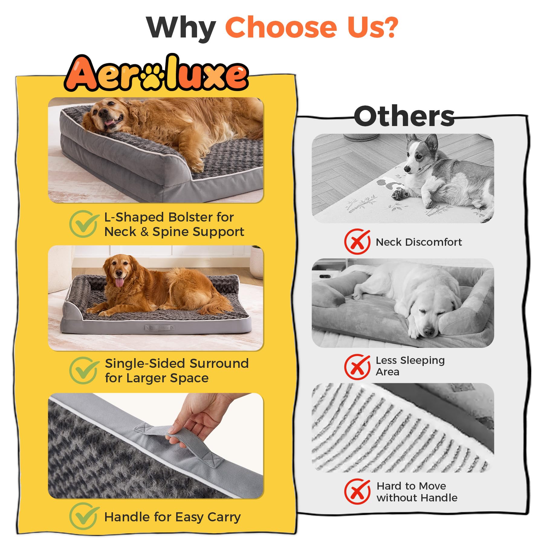 Aeroluxe Dog Beds Large Sized Dogs, XL Orthopedic Dog Beds