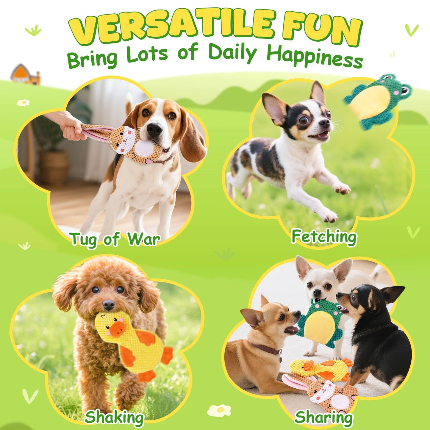 XIUGOAL Dog Toys to Keep Them Busy, 3 Pack No Stuffing Chew