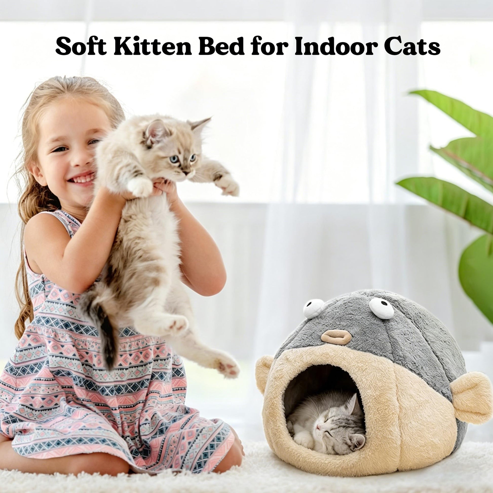 Cat Beds for Indoor Cats Cat Bed Cave with Removable Washable Bed