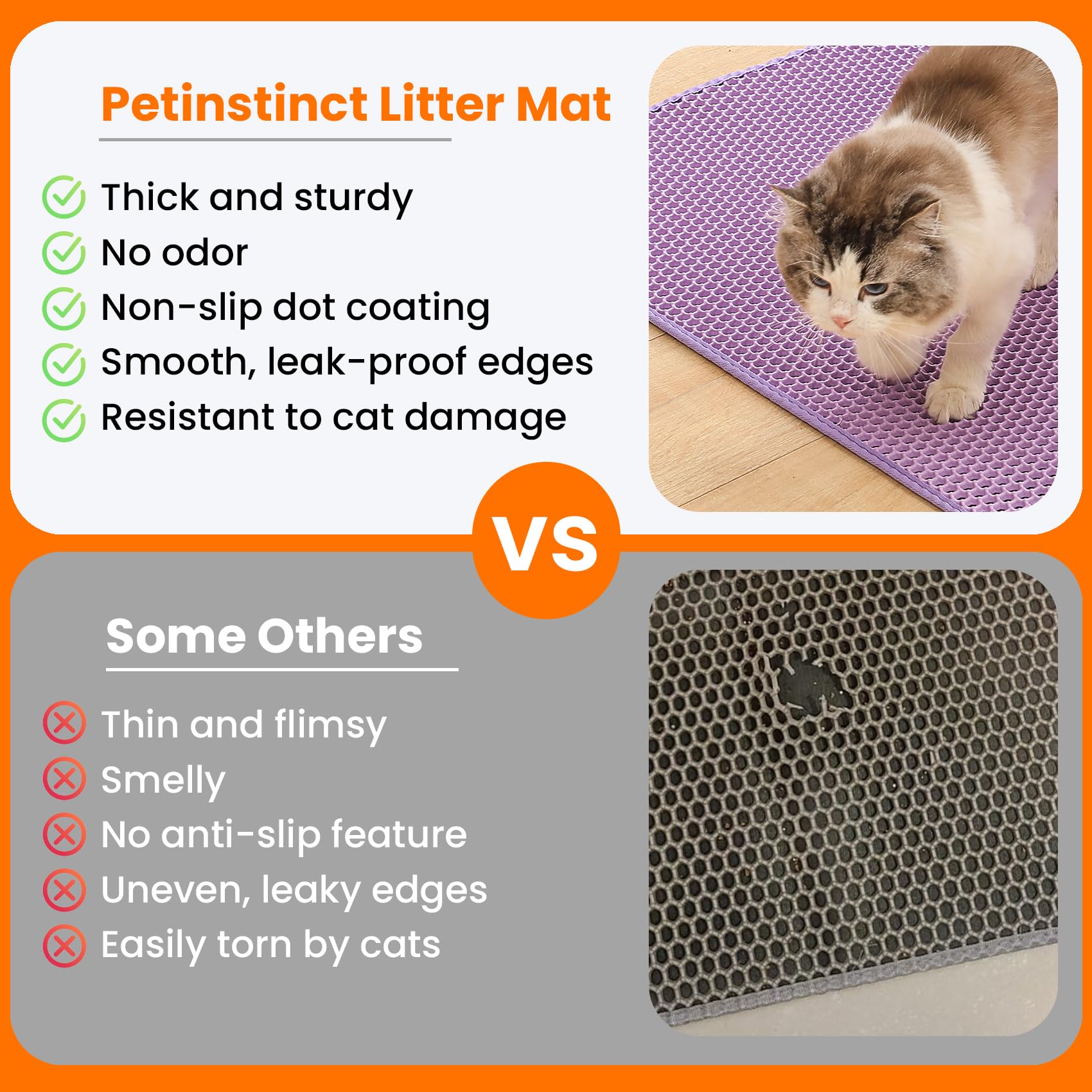 Petinstinct Jumbo Cat Litter Mat, Double Layer Honeycomb Litter