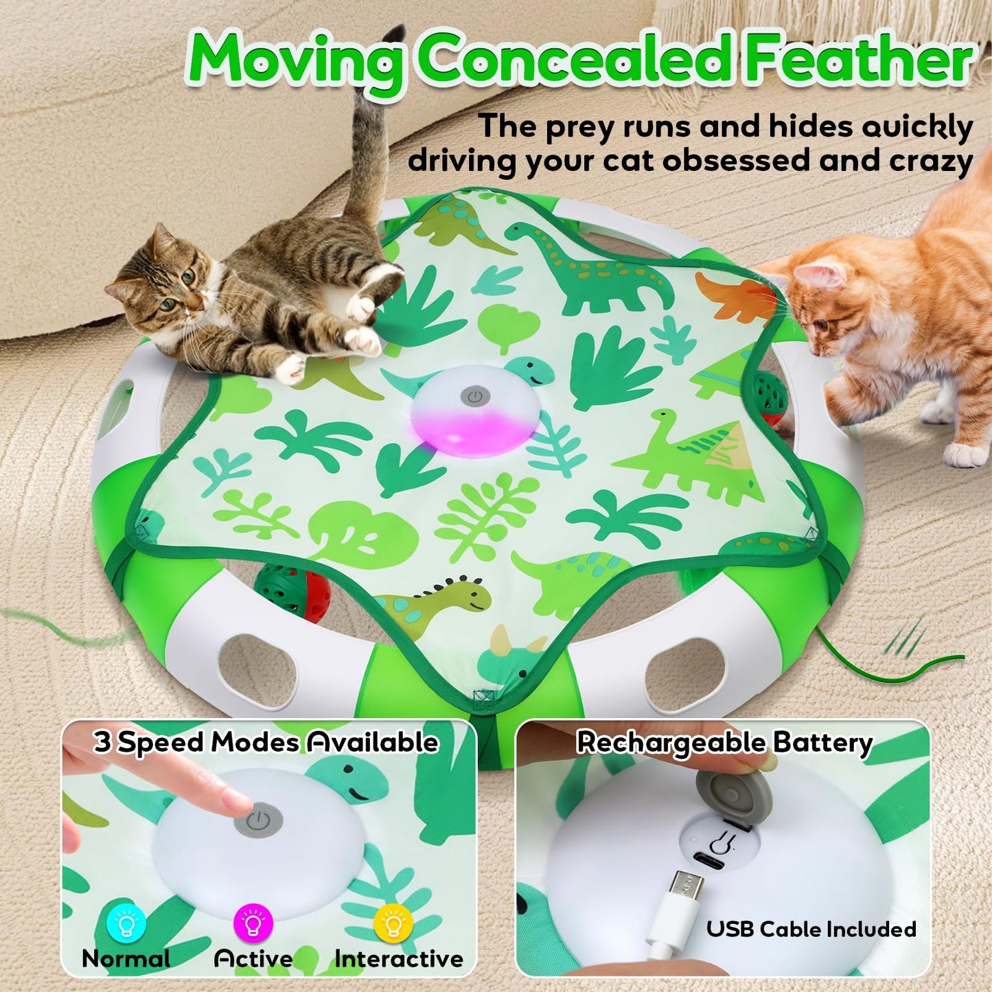 Cat Toys for Indoor Cats, Interactive Automatic Hide and Seek Toy