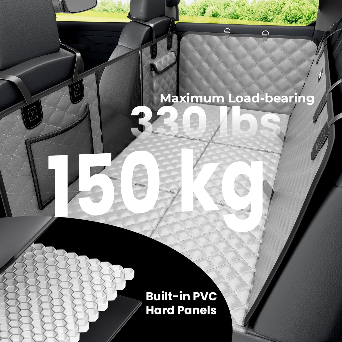 Back Seat Extender for Dogs 57 * Upgraded Sofa Leather Dog Car Seat