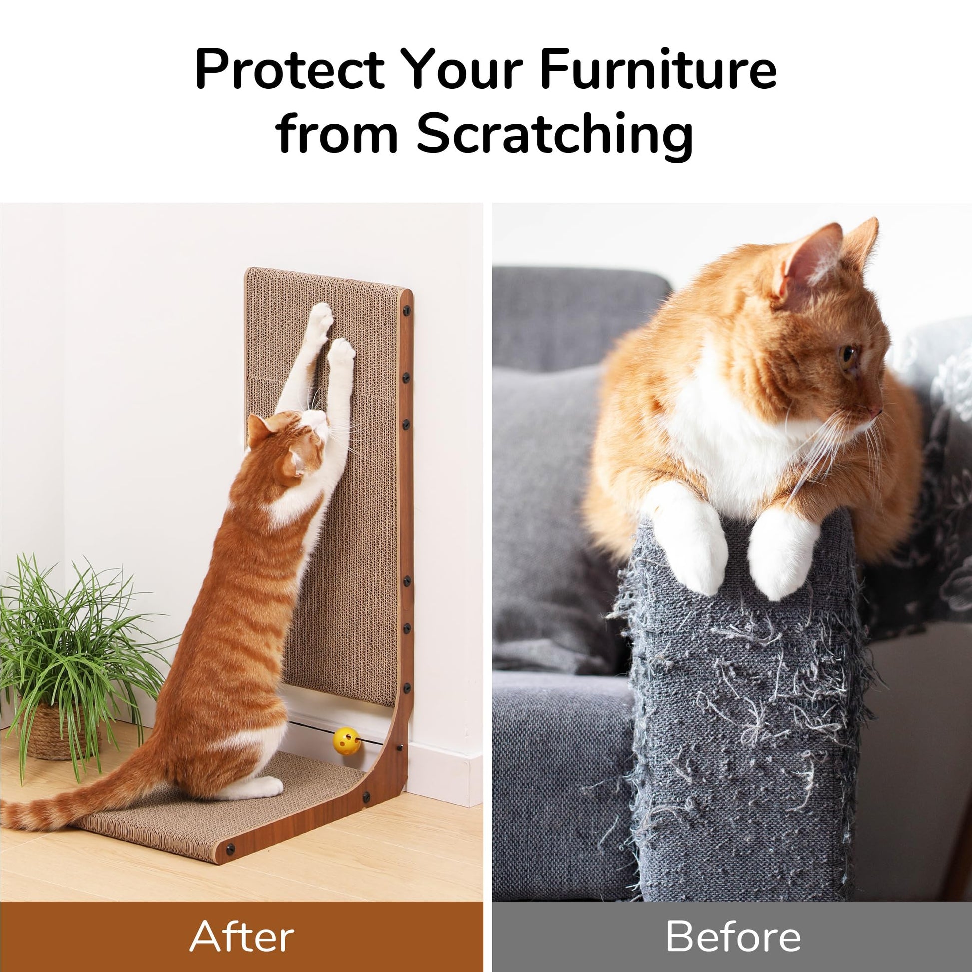 FUKUMARU Cat Scratcher, Cat Scratch Pad for Indoor Cats, L Shaped Pad