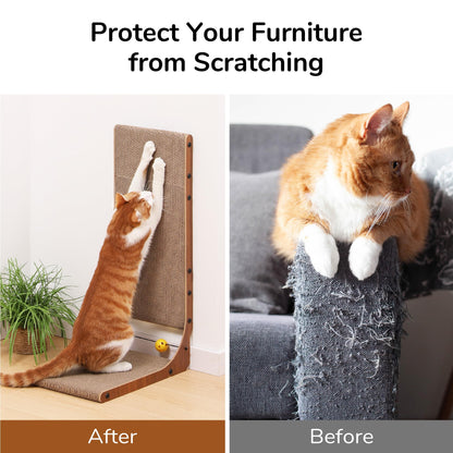 FUKUMARU Cat Scratcher, Cat Scratch Pad for Indoor Cats, L Shaped Pad