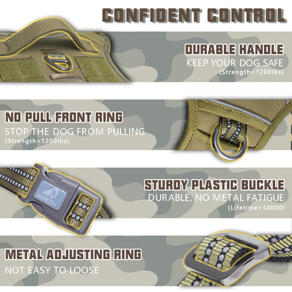 Auroth Tactical Dog Harness for Large Dogs No Pull Adjustable Harness