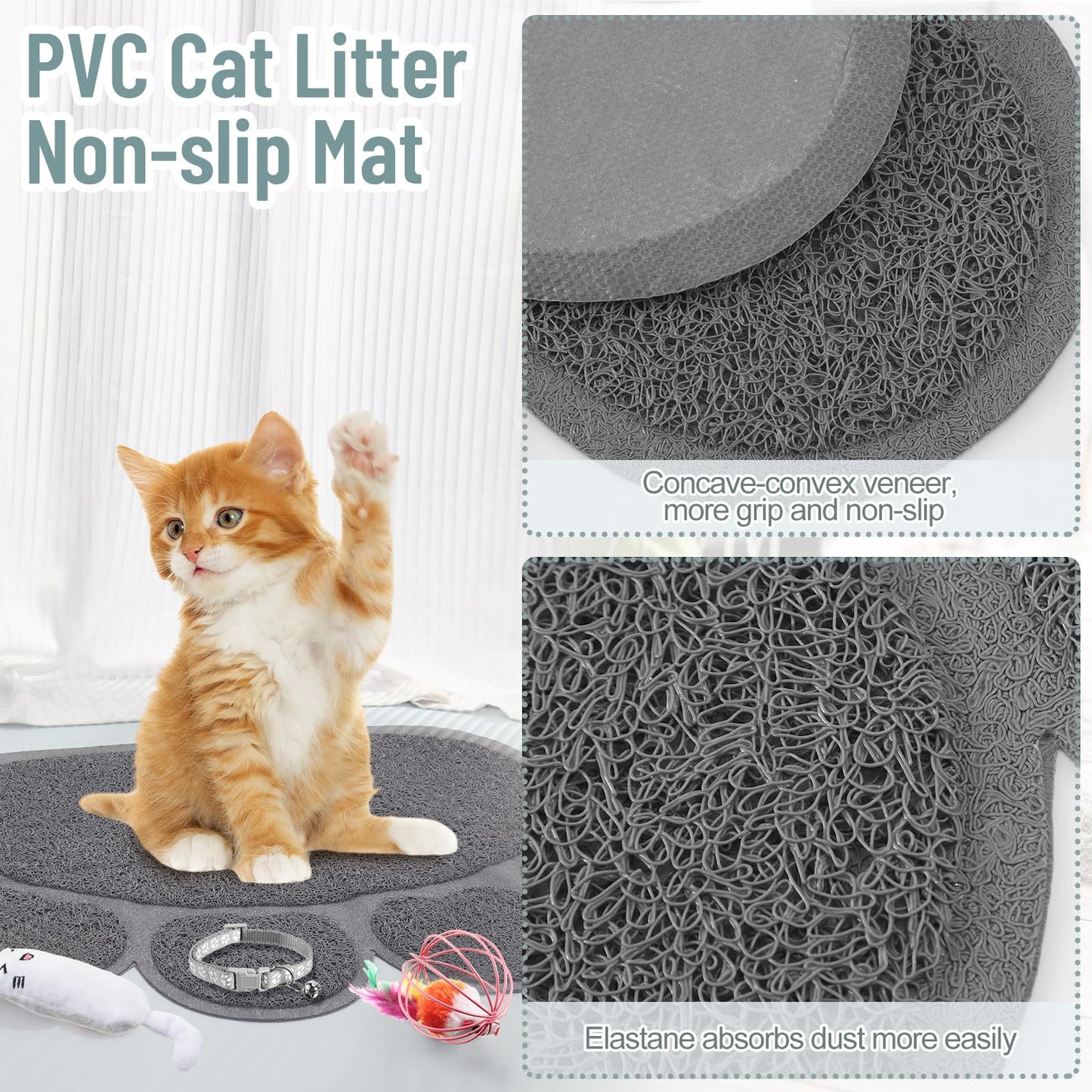 Tioncy 7 Pcs Small Cat Kitten Starter Kit Cat Litter Box with Mat
