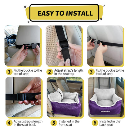 BurgeonNest Dog Car Seat for Small Dogs, Fully Detachable and Carrier