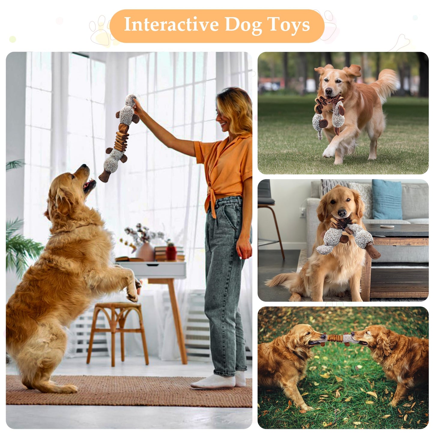 Qiiiiian Squeaky Dog Toys, Stuffed Large Dog Toys to Keep Them Plush