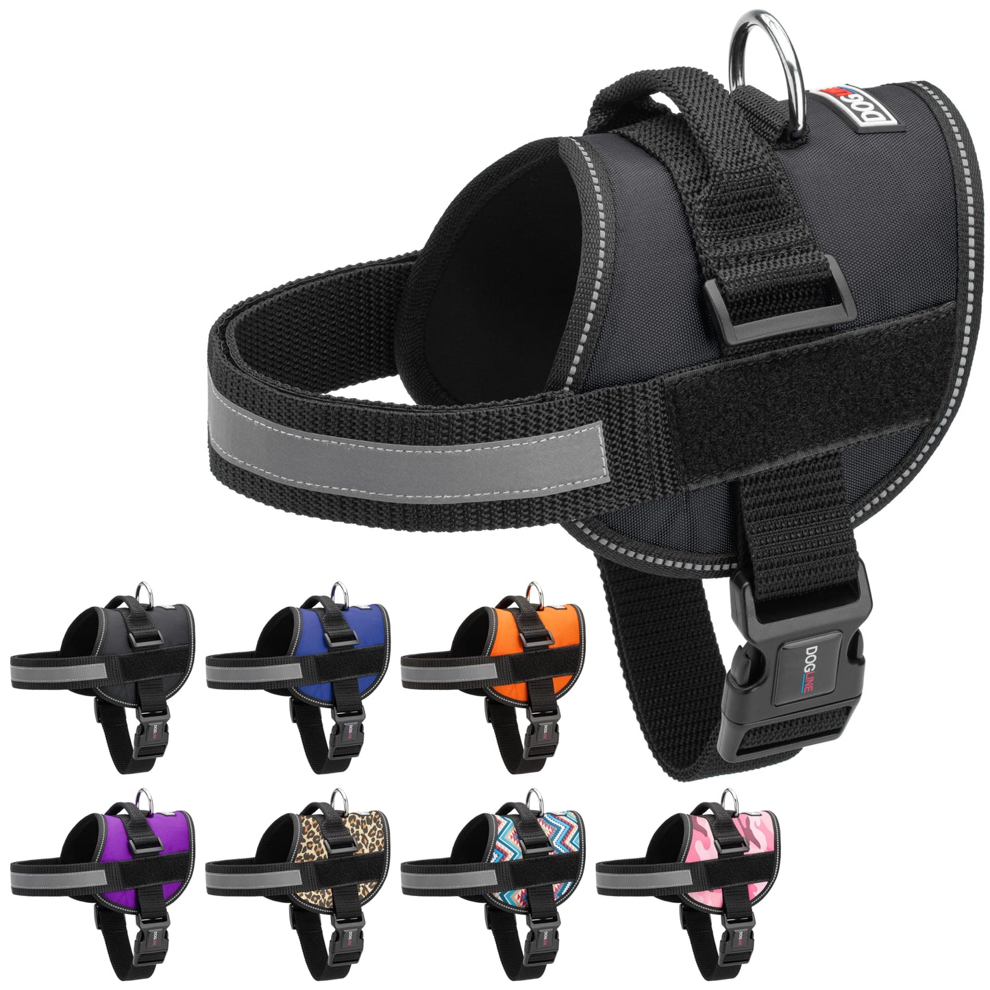 Dogline Dog Harness, Reflective No-Pull Adjustable Vest with Harness