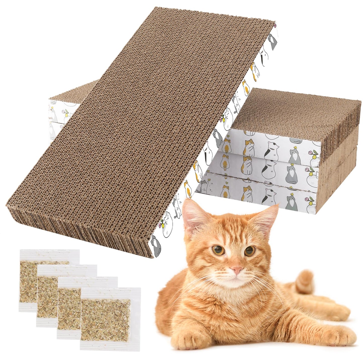 PatiencET Cat Scratching Board 4 Pack, Cardboard Cat Scratcher