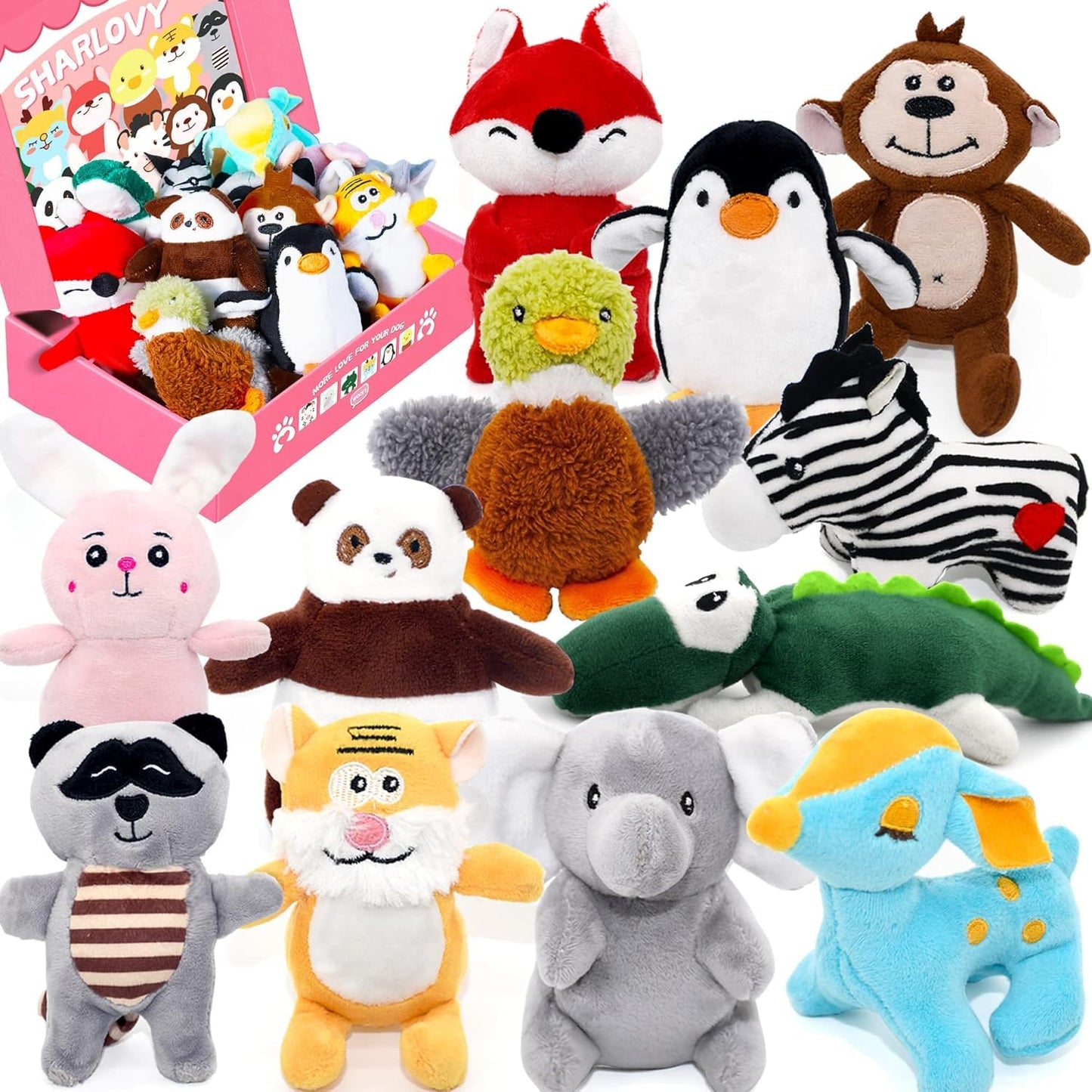 SHARLOVY Dog Squeaky Toys for Small Dogs,Stuffed Animal Puppy Plush