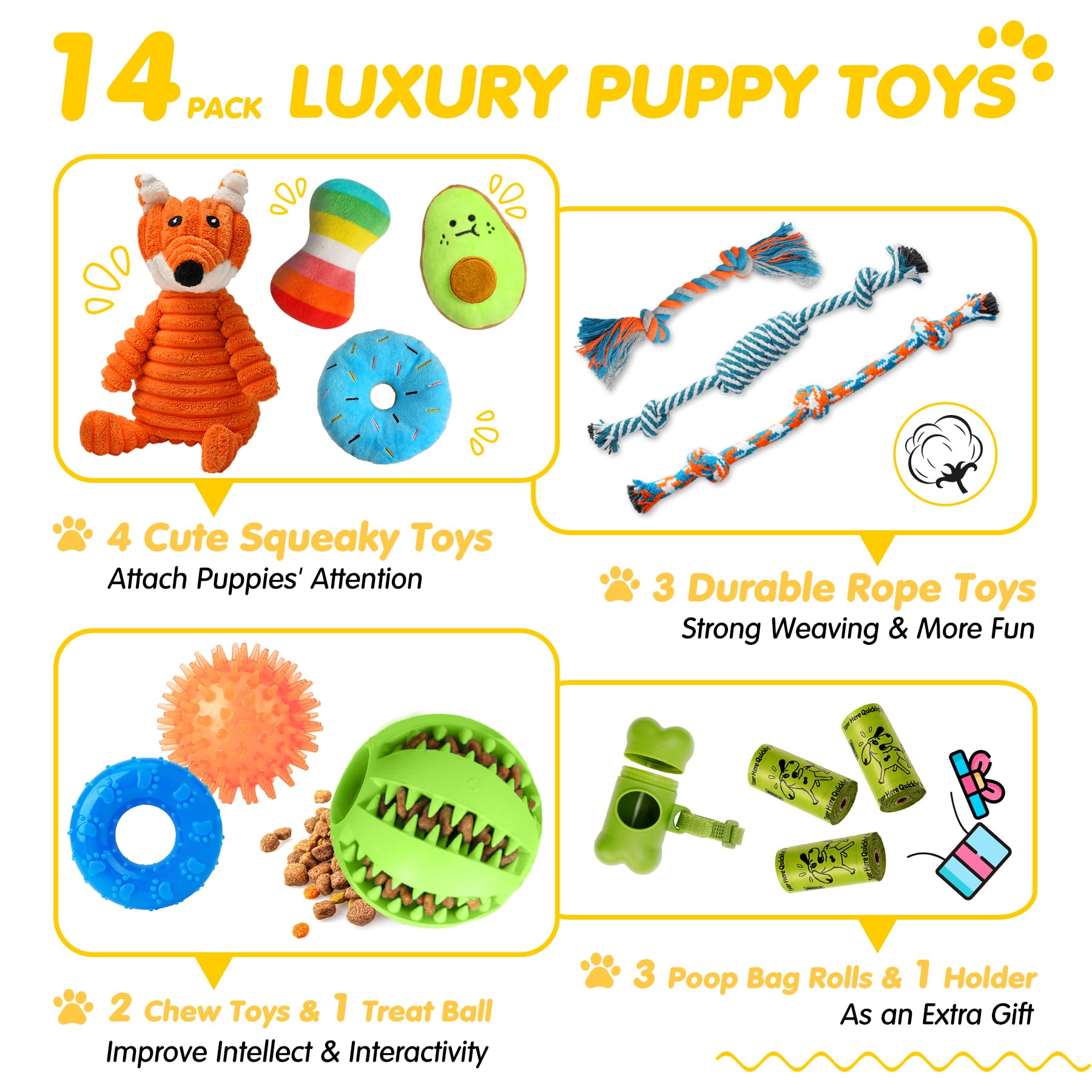 Zeaxuie 14 Pack Puppy Toys for Teething Small Dogs, Puppy Chew Toys