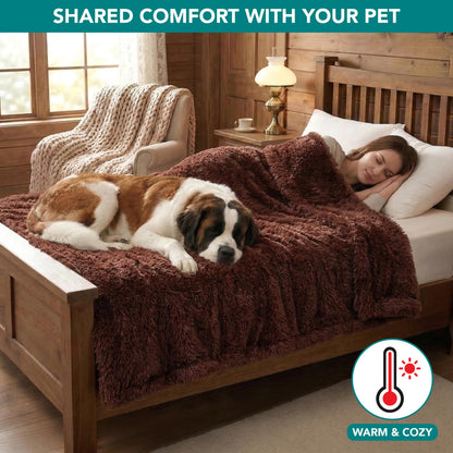 PetAmi Fluffy Waterproof Dog Blanket for Bed Large Dogs, Soft Crate