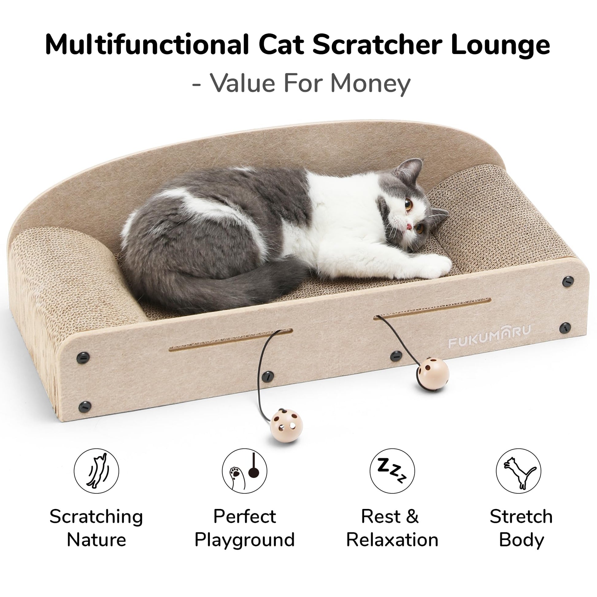 FUKUMARU Cat Scratcher Bed, 2 Reversible Cardboard Cat Scratch Bed