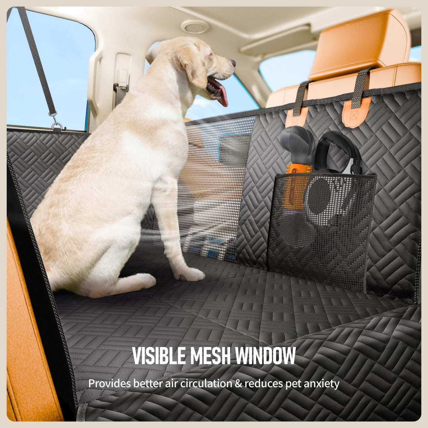 PROZAR Dog Car Seat Cover for Back Seat, Hard Bottom Back Seat