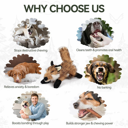 ALL FOR PAWS Dog Squeaky Fox Toy, Stuffed Animal Pet Plush Toys Plush