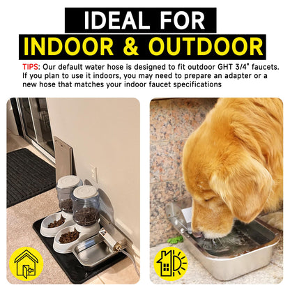 Automatic Water Dispenser for Dogs, 304 Stainless Steel Dog Water Bowl