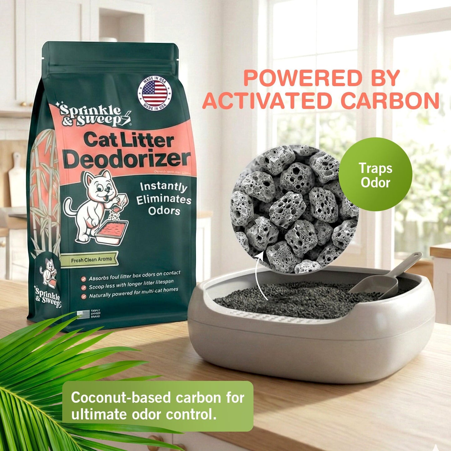 Sprinkle Sweep: Litter Box Deodorizer 4 Pack, Bags Cat Kitten Home Box