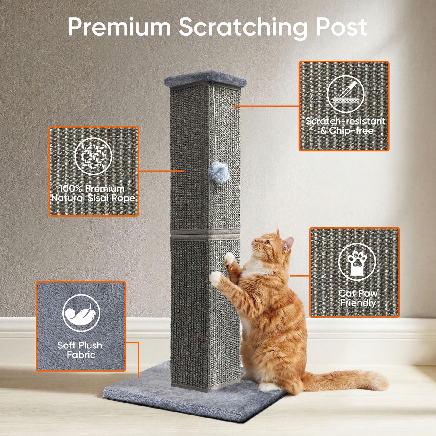 YULOYI Cat Scratching Post for Indoor Large Cats and Kitten, Scratcher